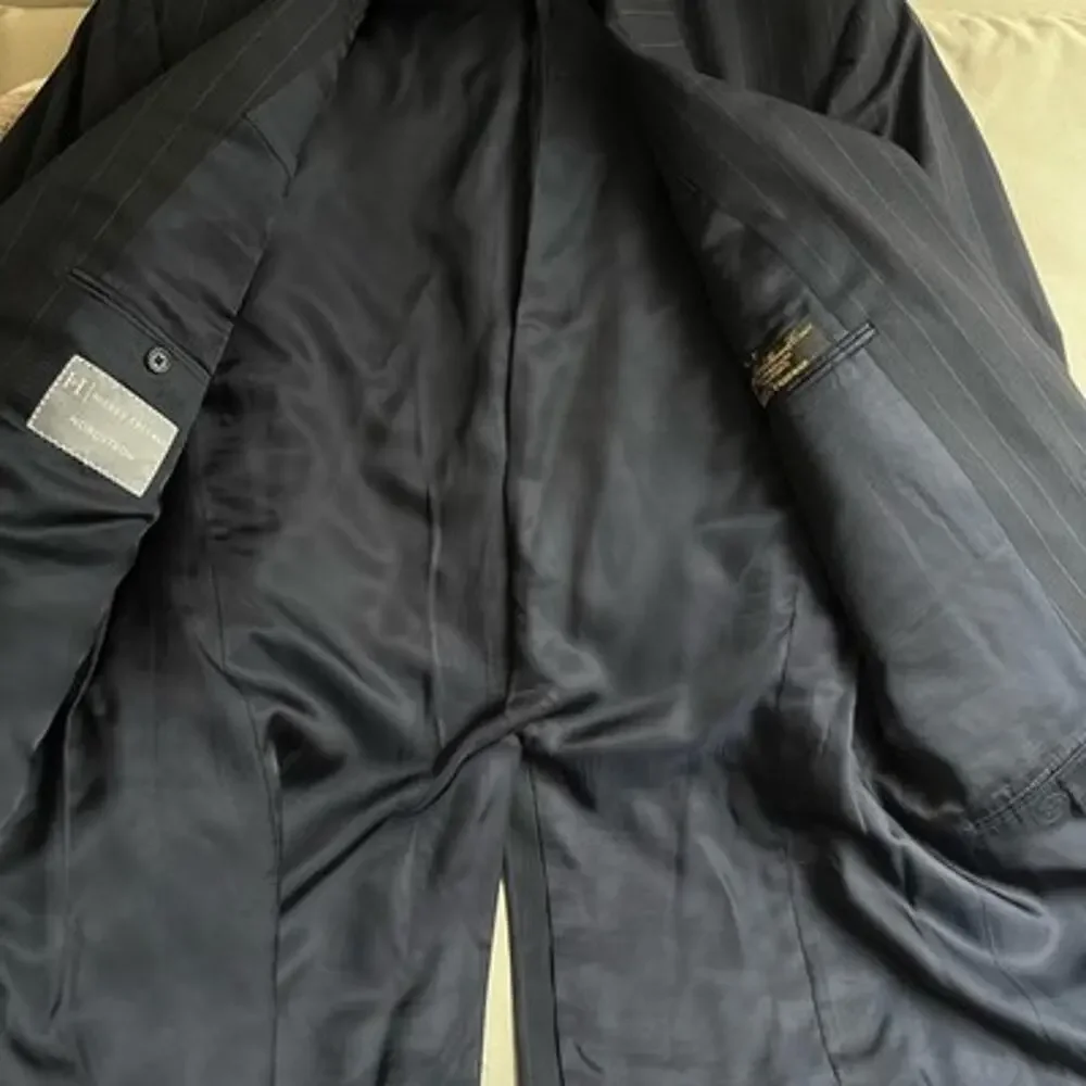 Loro Piana Wool Hickey Freeman Blazer 44L Black Pinstripe Sport Jacket Coat